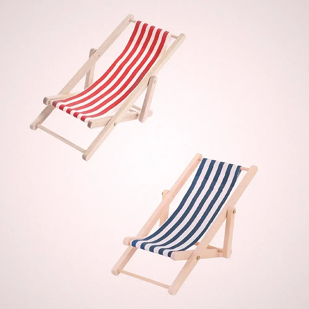 2 Pcs Mini Recliner Model House Deck Lying Chair Child Small Furniture