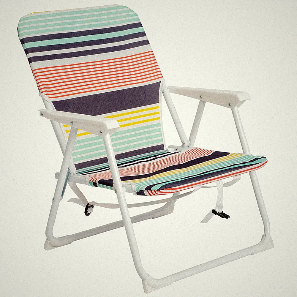 56*60*63cm 100kg Oxford Cloth White Iron Frame Beach Chair Color Small Size