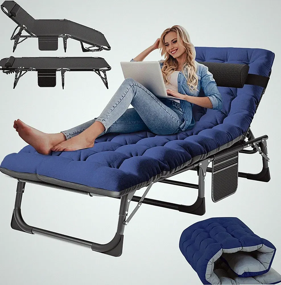 Adjustable Folding Lounge Chair for Outdoor Beach, Camping, and Pool Relaxation