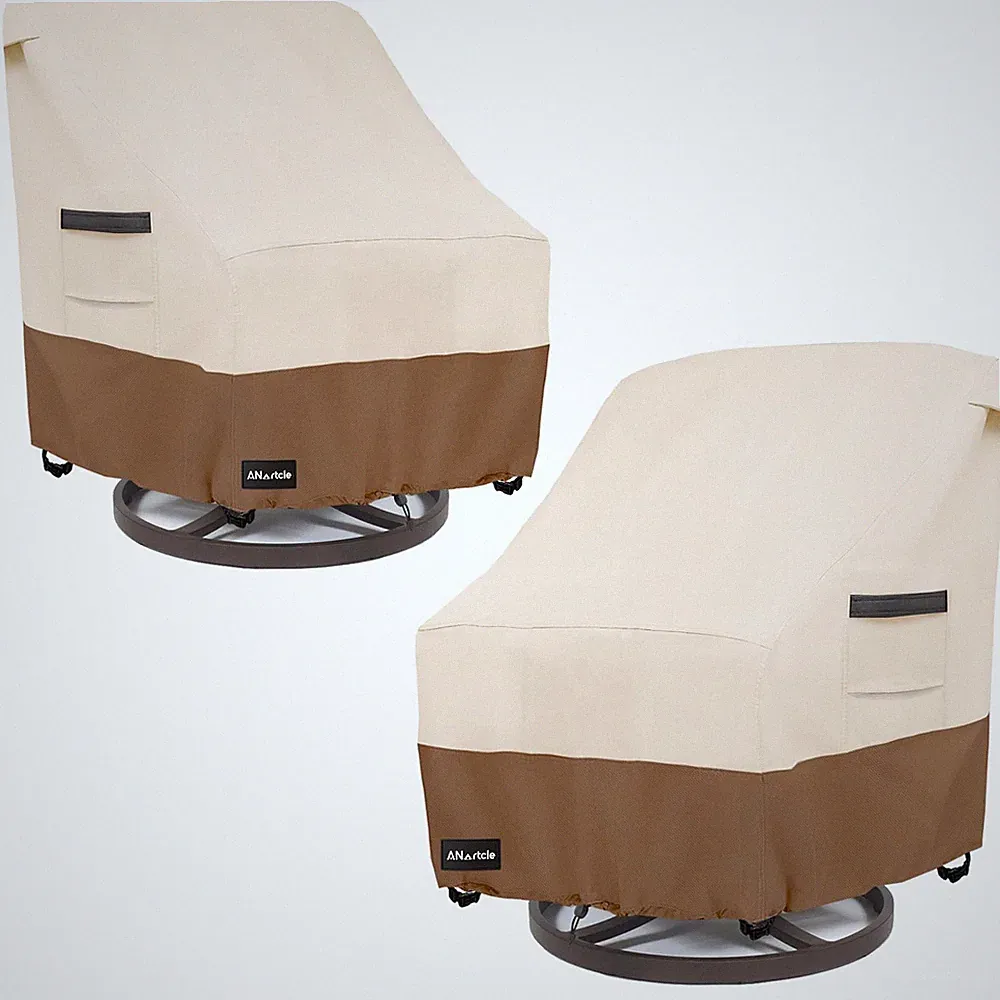ANartcle Outdoor Swivel Lounge Chair 2Pack-30"D x 34"W x 38.5"H, Beige&brown