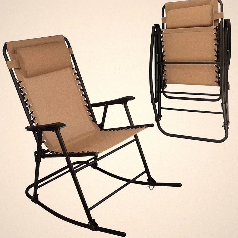 Black Metal Frame Textilene Outdoor Glider-Outdoor Zero Gravity Folding Lounge R