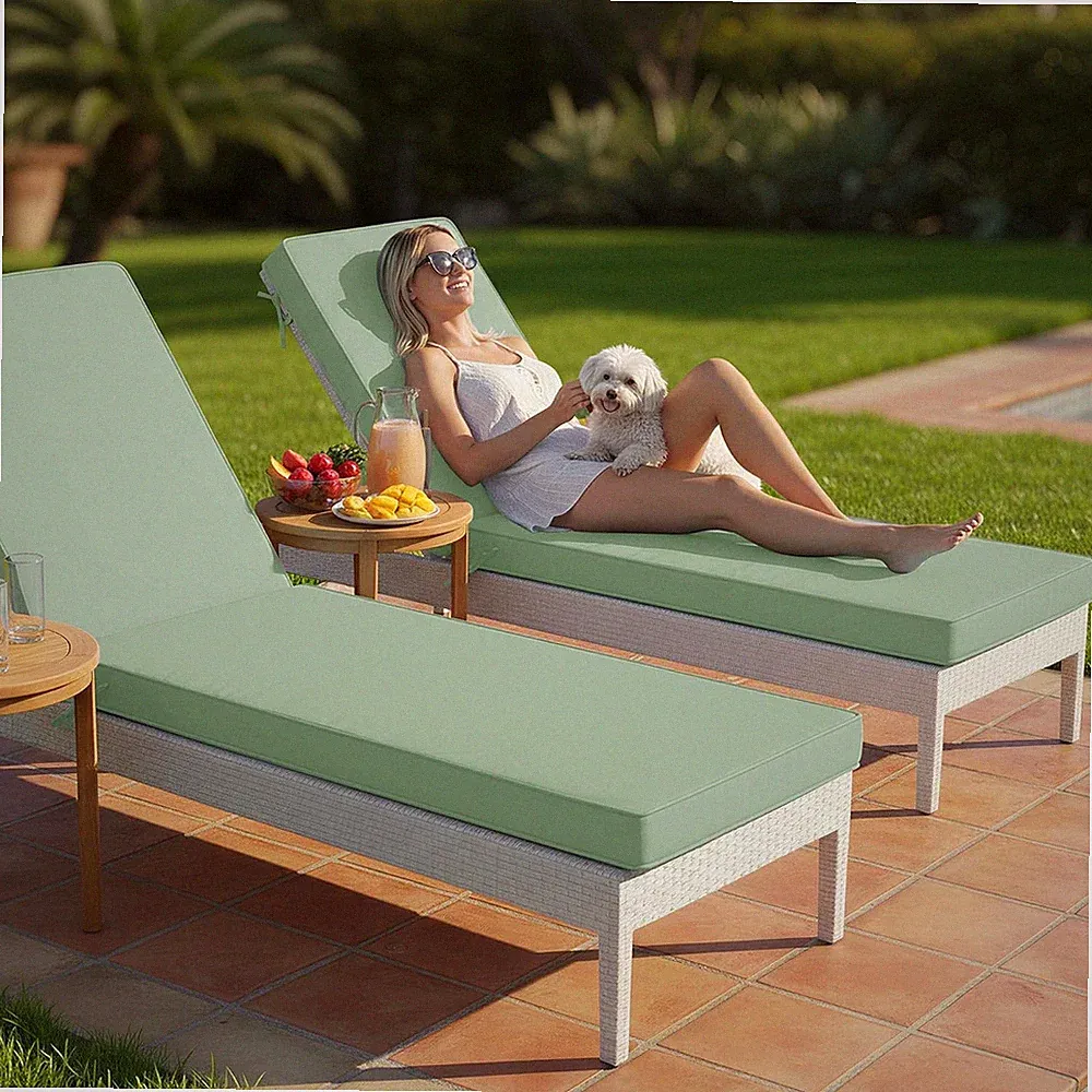 Chaise Lounge Cushion Outdoor - Waterproof & Fade Resistant Sun Lounger Cushion