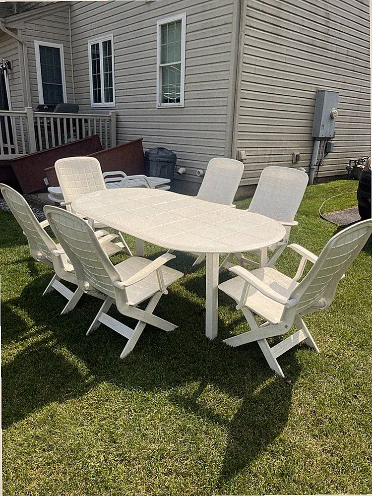 Emu 7 Piece PVC Outdoor Patio Dining Set W/Adjustable Backrest