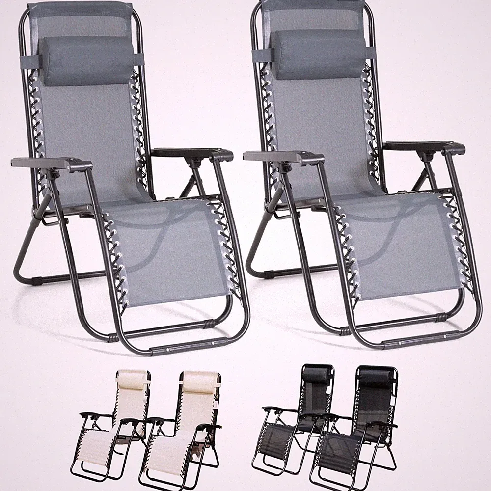 GARDEN CHAIRS FOLDABLE SET OF 2 ZERO GRAVITY OUTDOOR RECLINING CHAIRS OR SPARES