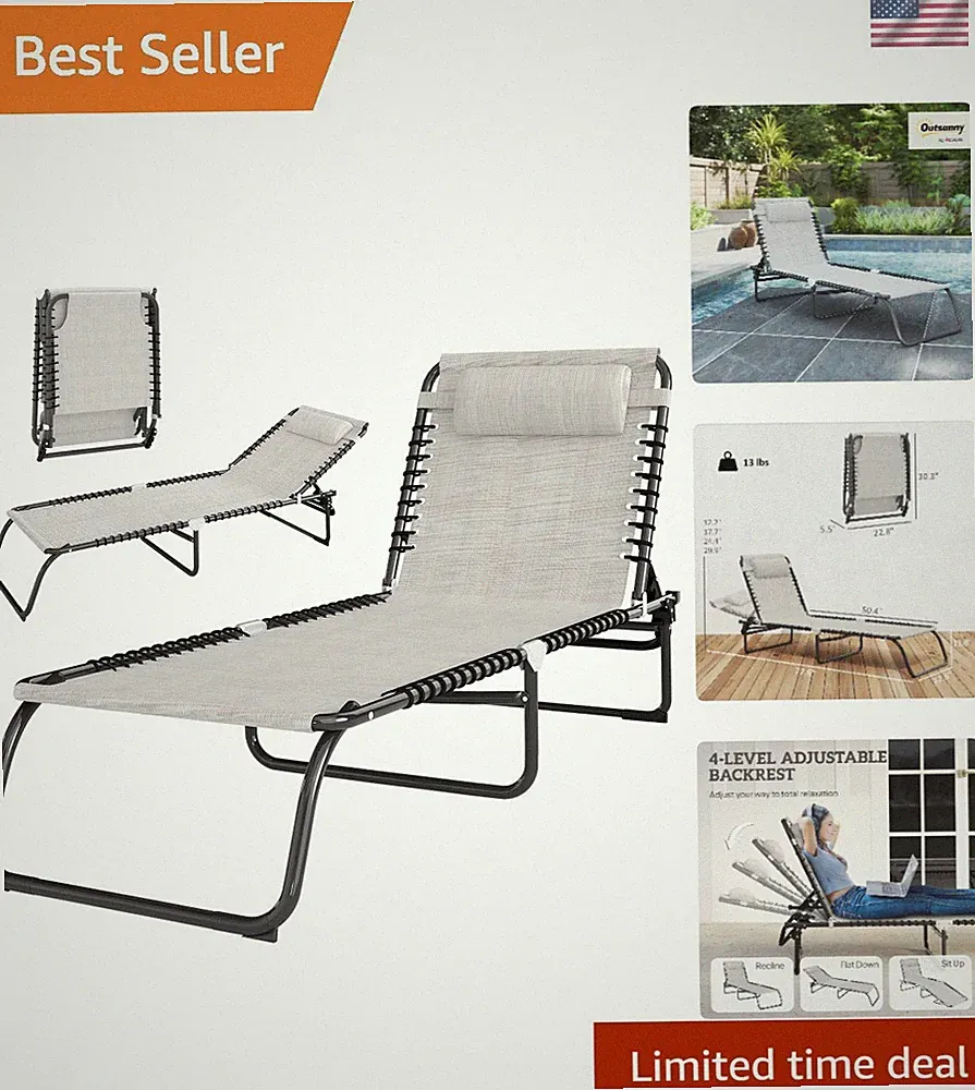Lightweight Patio Sun Lounger with Mesh Seat - Perfect for Beach & Poolside