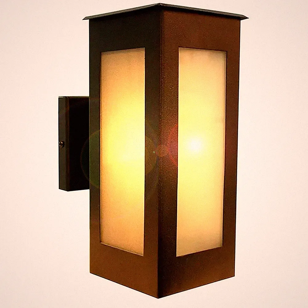 Modern Farmhouse Frosted Glass Wall Light Sconce - Metal Outdoor Lantern For Led