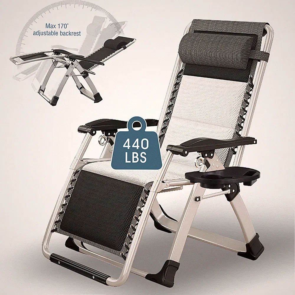 NAIZEA Outdoor Zero Gravity Chair Set Adjustable & Folding Patio Reclining Chair