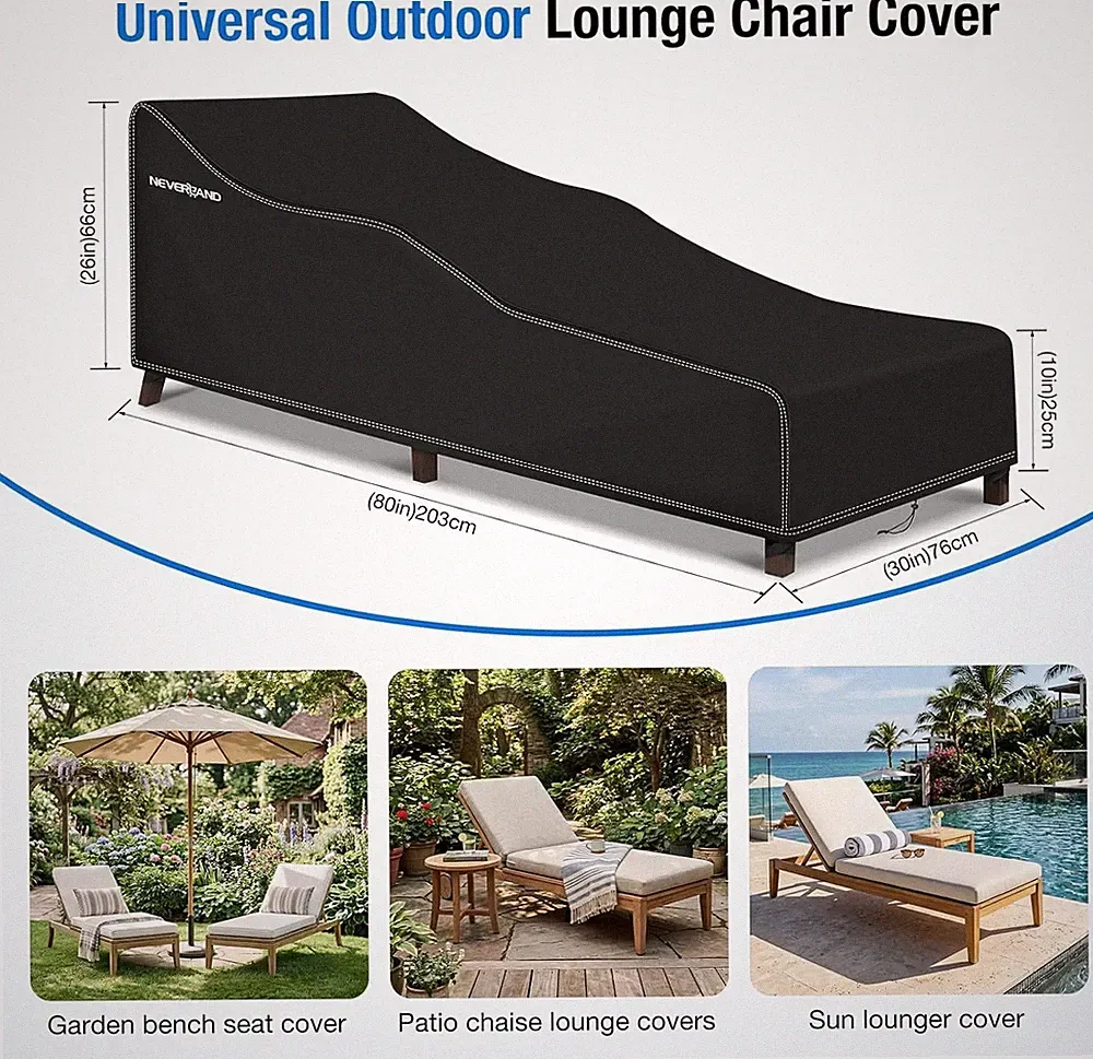 NEW Chaise Lounge Cover - Lounge Chair Cover Waterproof Outdoor 80"x30"x26"