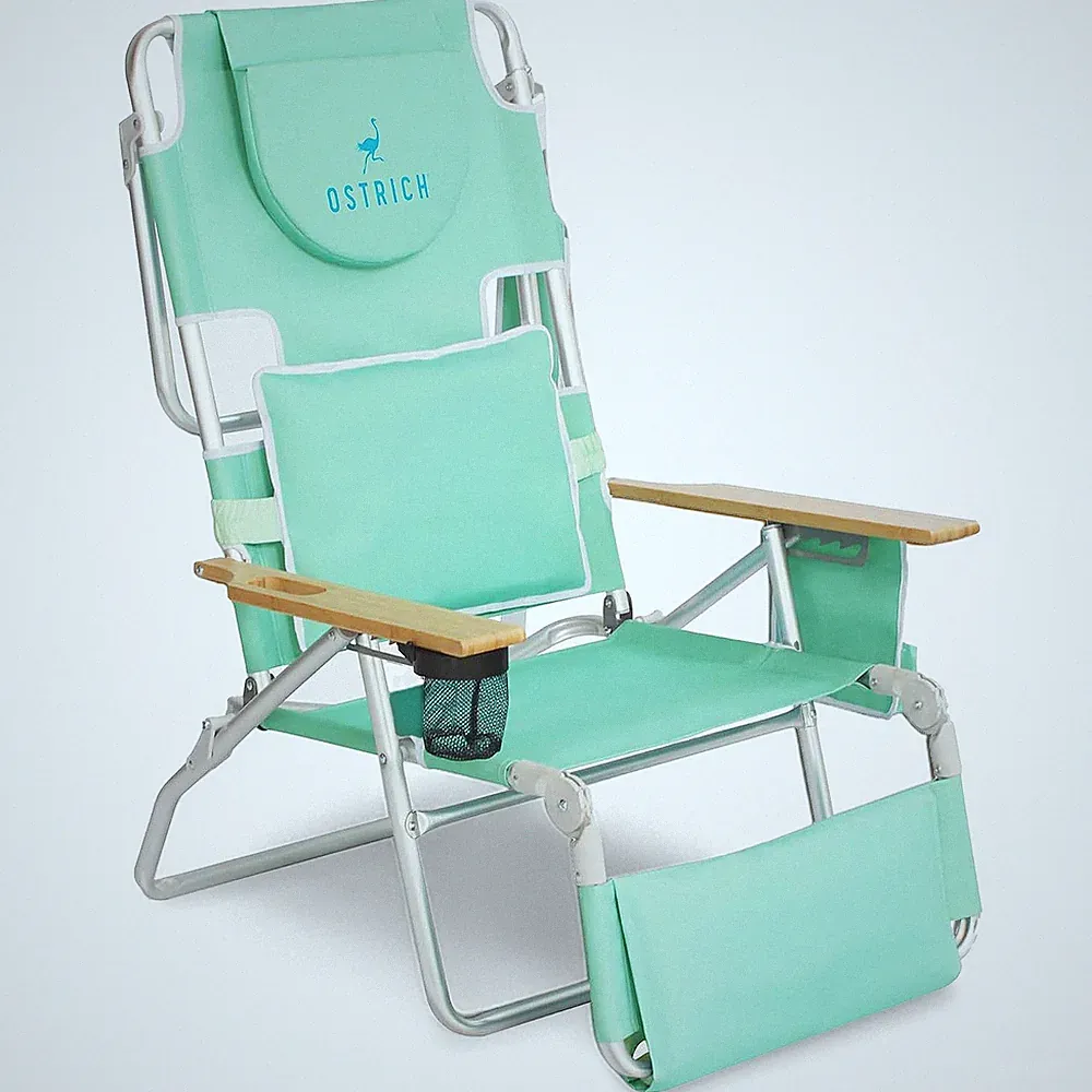Ostrich The Deluxe 3N1 Lightweight Outdoor Beach Lounge Chair w/ Footrest, Teal