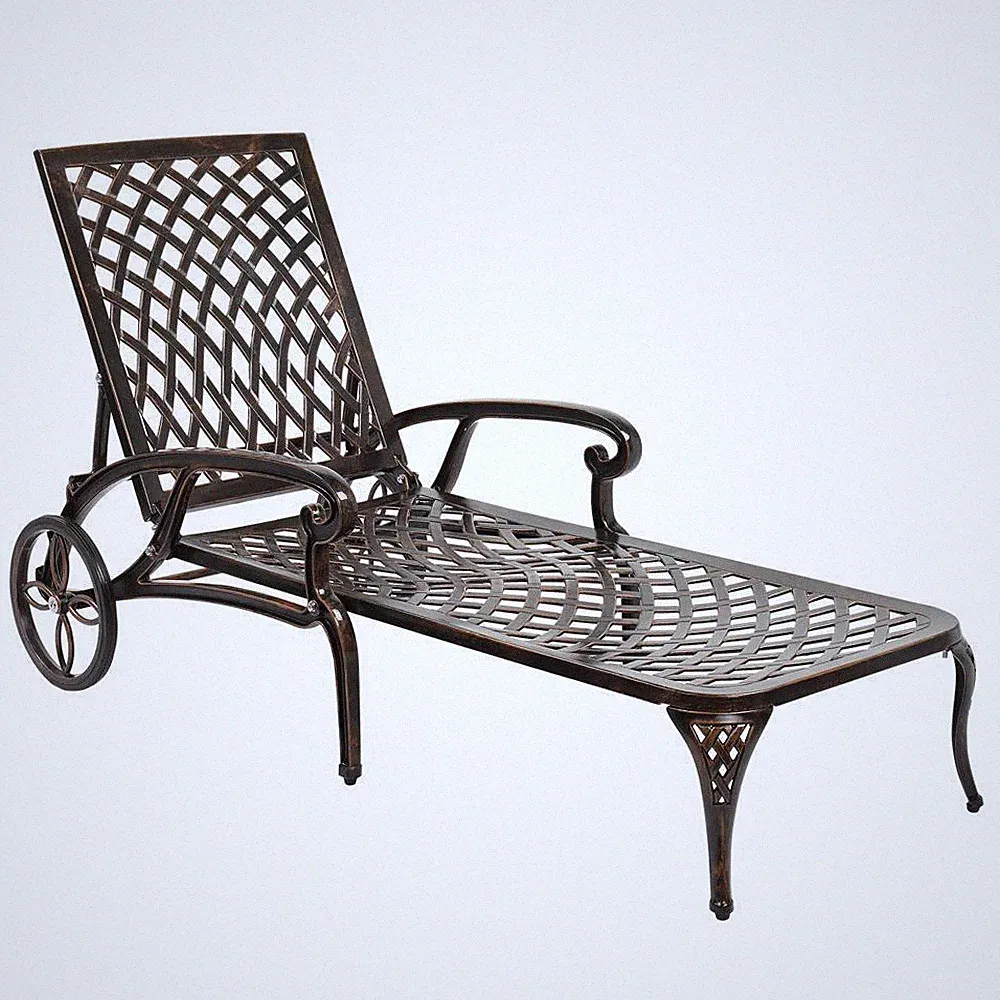 Outdoor Chaise Lounge Chairs Adjustable Sunbathing Pool Lounge Recliner 3 Colors