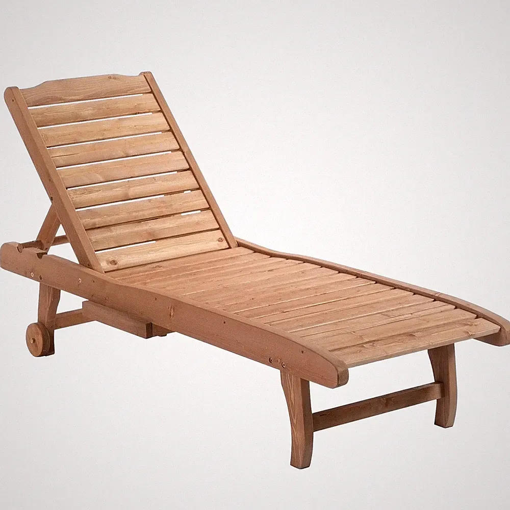 Outdoor Chaise Lounge Pool Chair, Built-In Table, Reclining Backrest