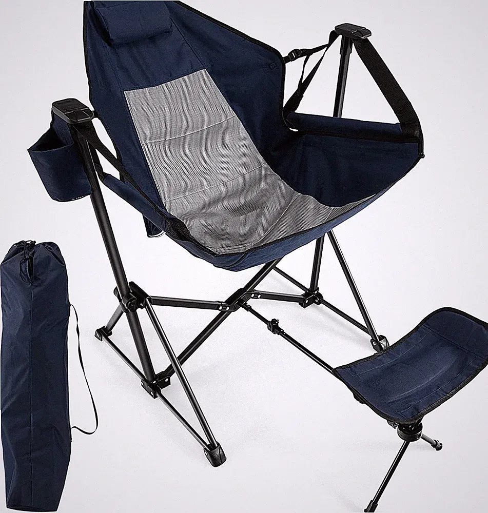 Outdoor Hammock Camping Chair - Rocking Chair with Removable Footrest, Adjustabl