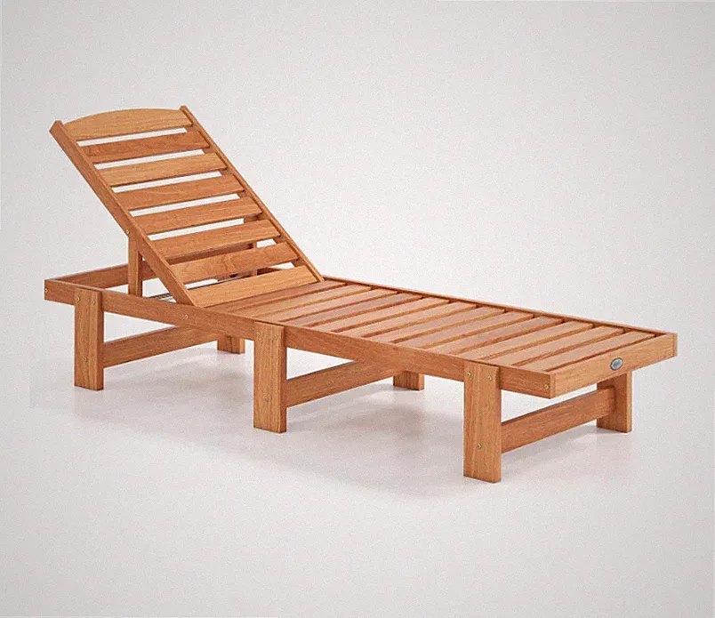 Outdoor lounge chair, solid wood recliner with adjustable backrest