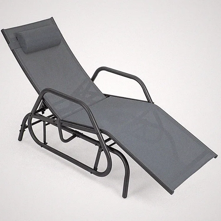Outdoor lounge glider Chair Chaise Lounge Chair w/ Armrests & Soft Padded Pillow