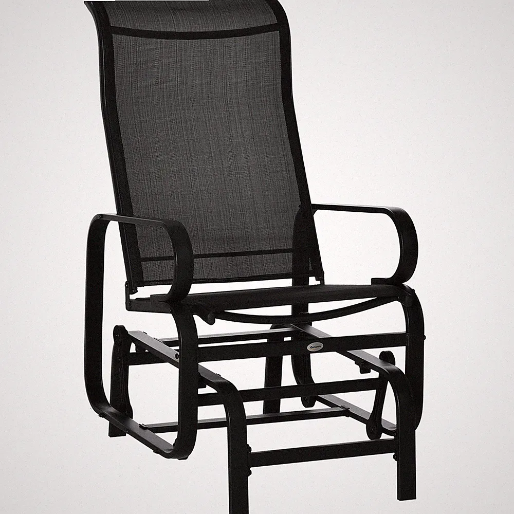 Outdoor Patio Sling Fabric Swing Glider Rocker Chair for Porch Deck Garden Pool