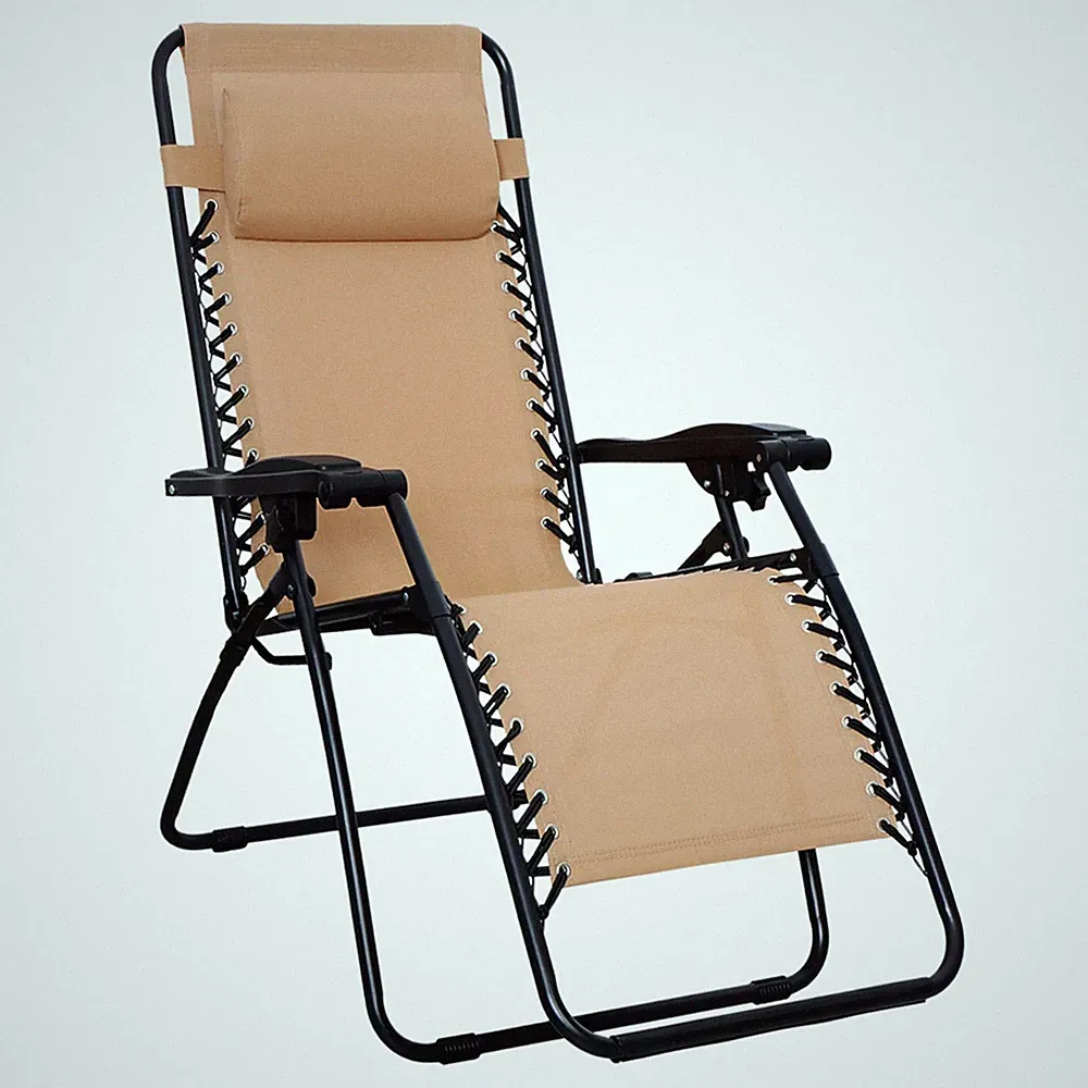 Outdoor Patio Zero Gravity Lounge Chair with Pillow, Folding Reclining and