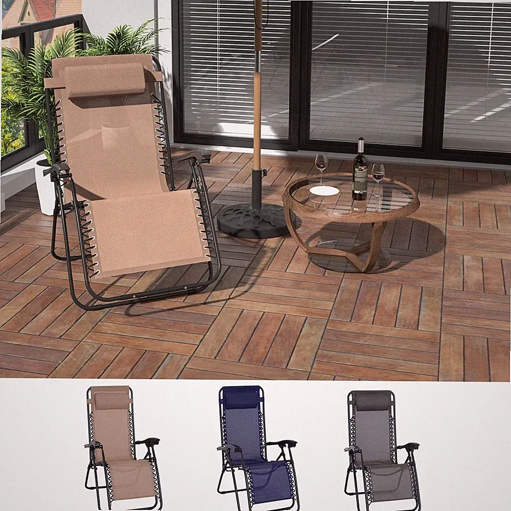 Outdoor Zero Gravity Chair, Reclining Lounge Chair w/ Head Pillow