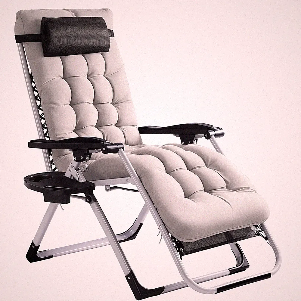 Outdoor Zero Gravity Reclining Chair Lounge Chair Large Side Tray Upgraded Frame