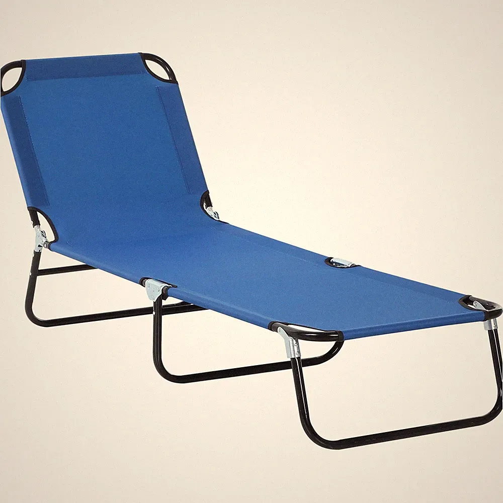 Outsunny Folding Lounge Chair Outdoor Chaise Lounge for Bench Patio Blue