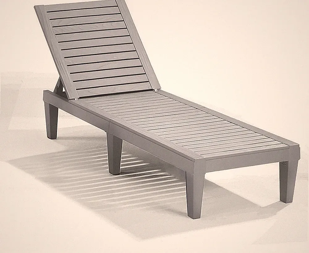 Patio Chairs - Grey Chaise Lounge Chair Outdoor, 5-Position Adjustable Sun Tanni