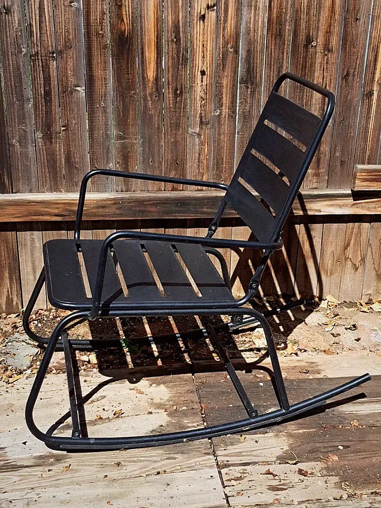 Patio Rocking Chair Heavy-Duty Metal Rocker Outdoor Anti-Slip Black