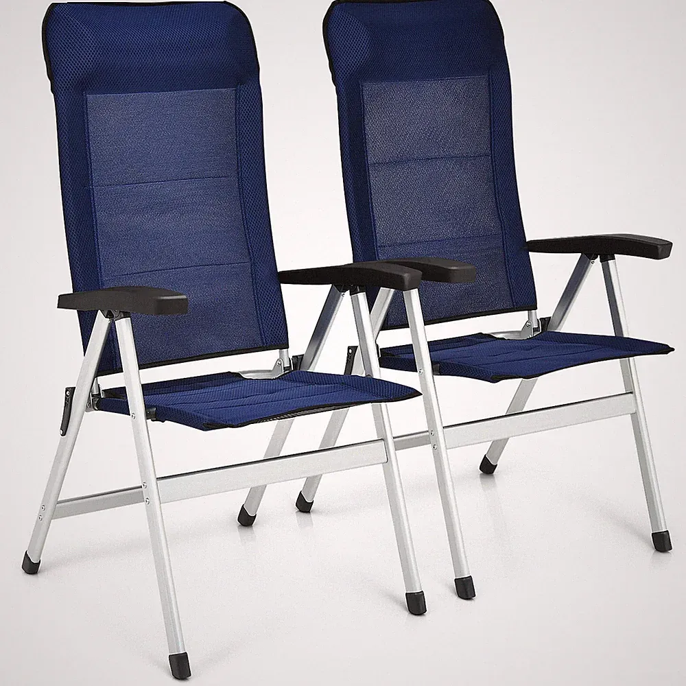 Patiojoy 2PCS Outdoor Patio Folding Dining Chairs with Reclining Backrest and