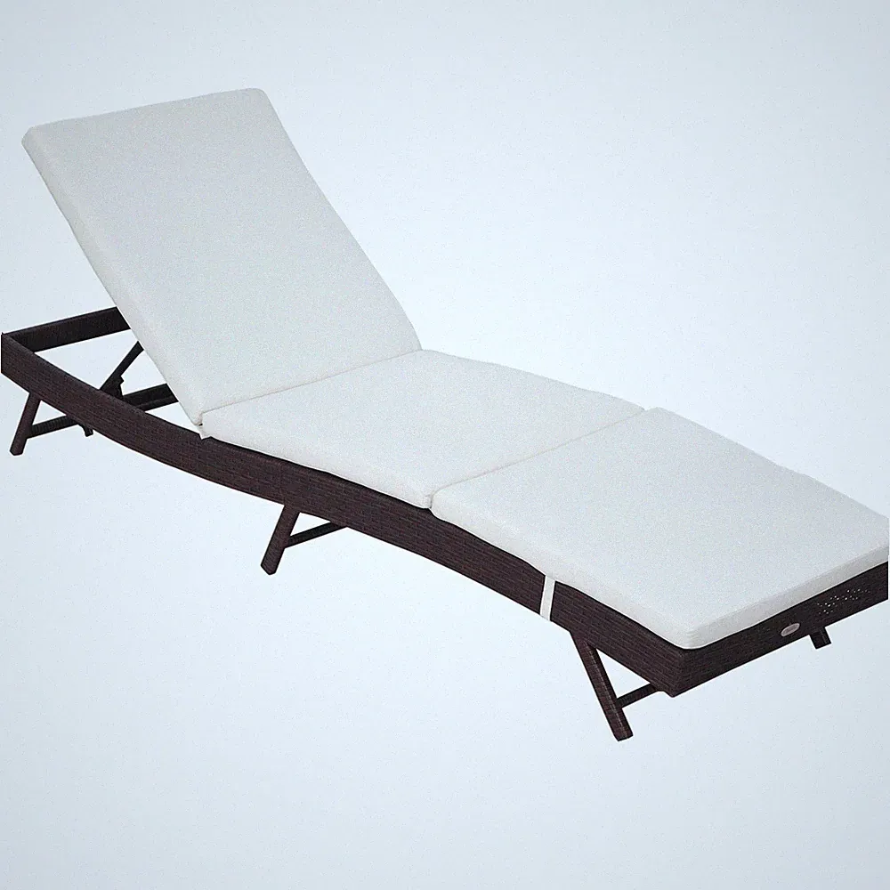 PE Rattan Patio Chaise with Adjustable Reclining Backrest