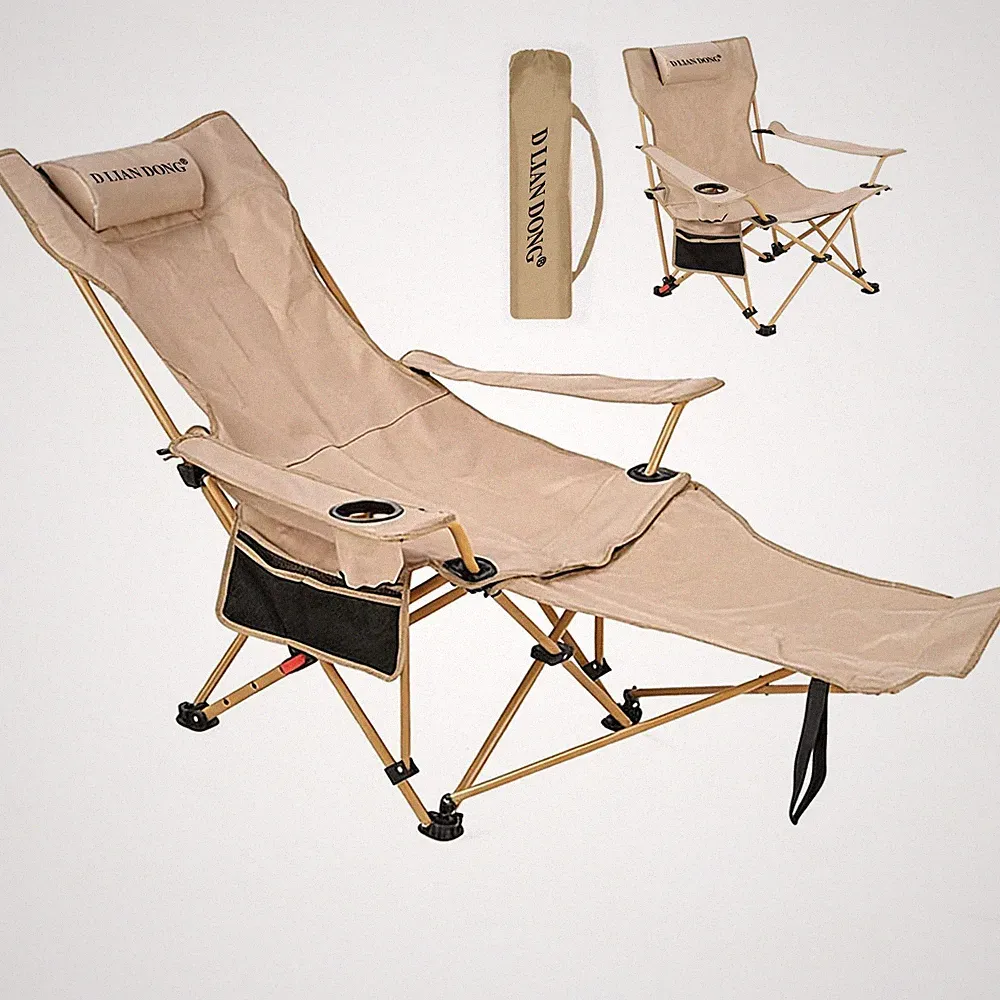 Reclining Camping Chair with Footrest Folding Beach Chair