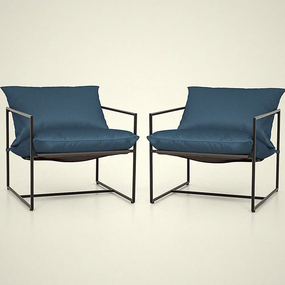 Set of 2 Sling Accent Chair Indoor Outdoor Leisure Chair w/ Cushions