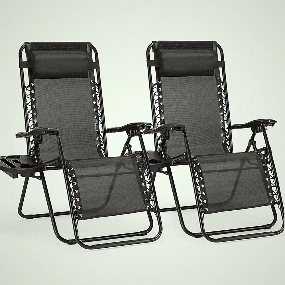 Set of 2 Zero Gravity Chair Folding Outdoor Patio Lounge Recliner Beach Camping