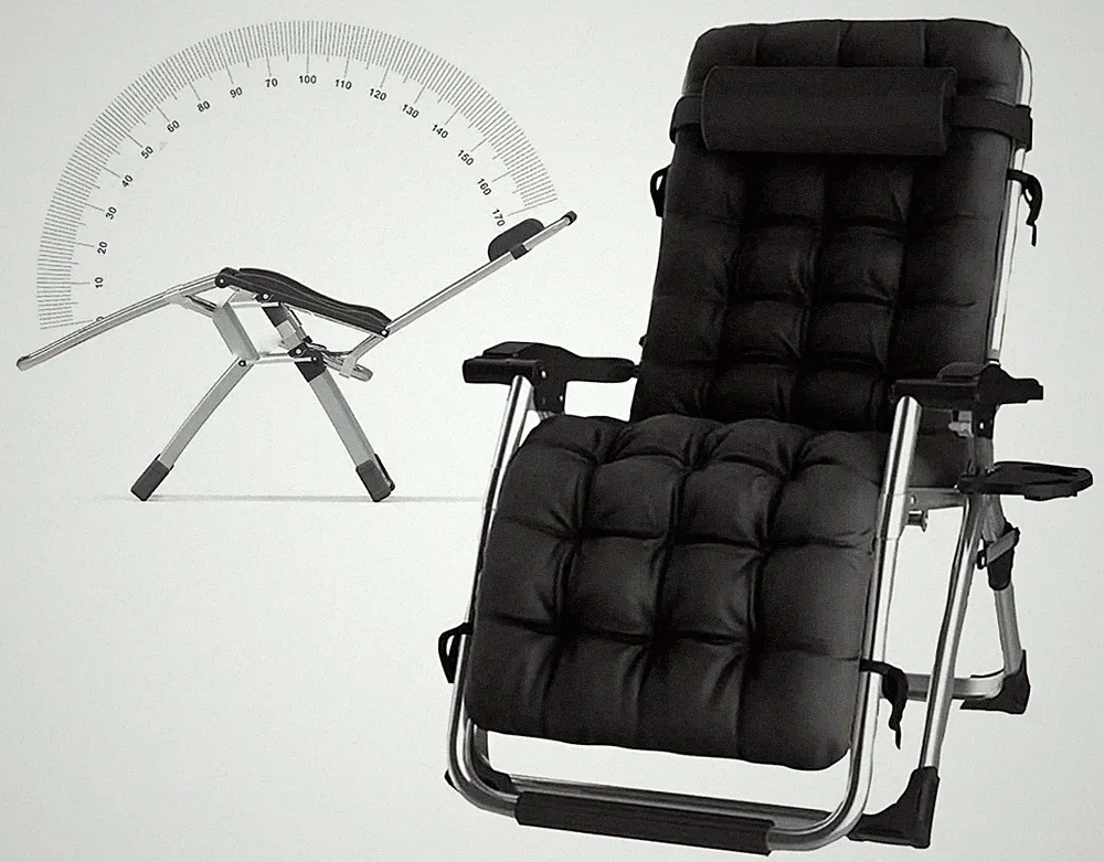 Sun Lounger Outdoor Reclining Zero Gravity Adjustable Garden Chair with Cushion