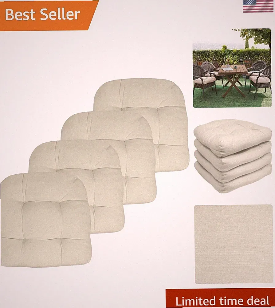 Versatile Cream Outdoor Chair Cushions - 4-Pack, Perfect for Patio Relaxation