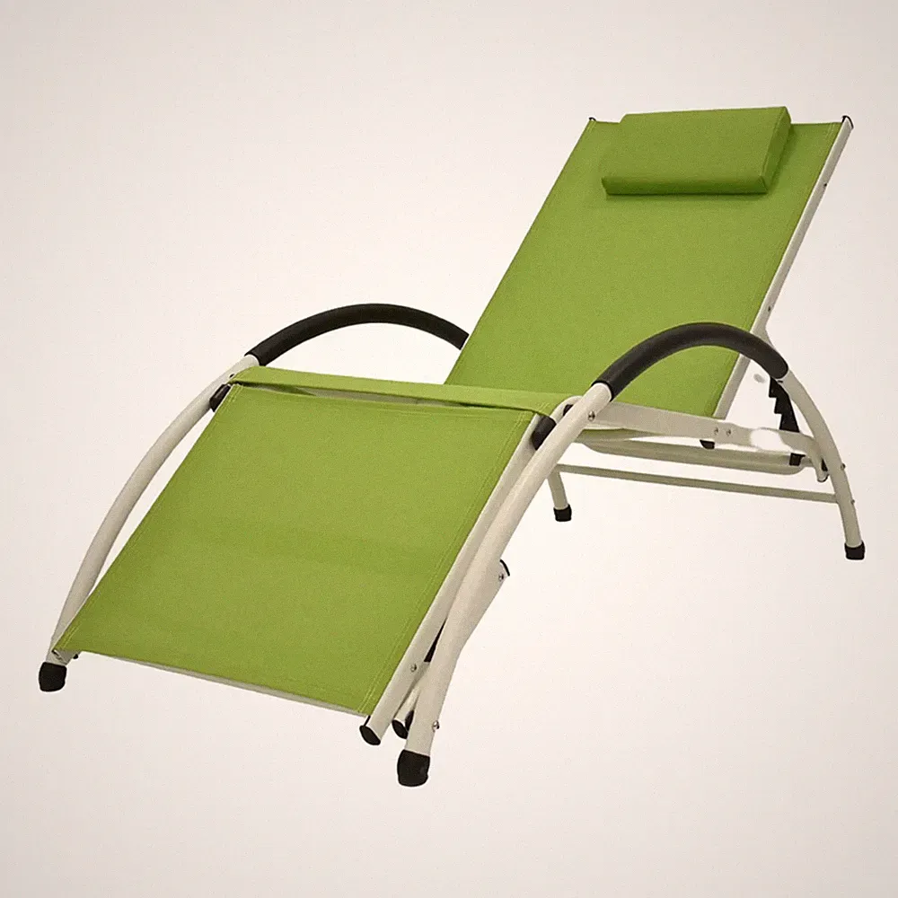 Vivere Aluminum Reclining Dockside Sun Lounger for Patio & Pool, Green Apple