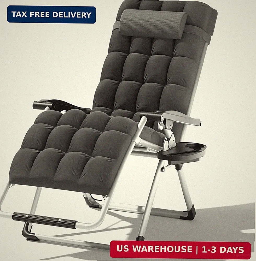 Zero Gravity Chair, Portable Outdoor Chair, Reclining Patio Lounge Chair with Ad