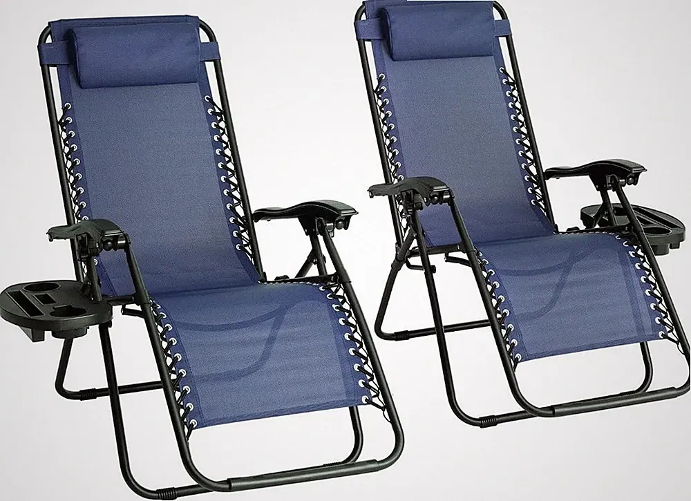 Zero Gravity Chair Reclining Sun Lounger Outdoor Garden Folding Adjustable x 2
