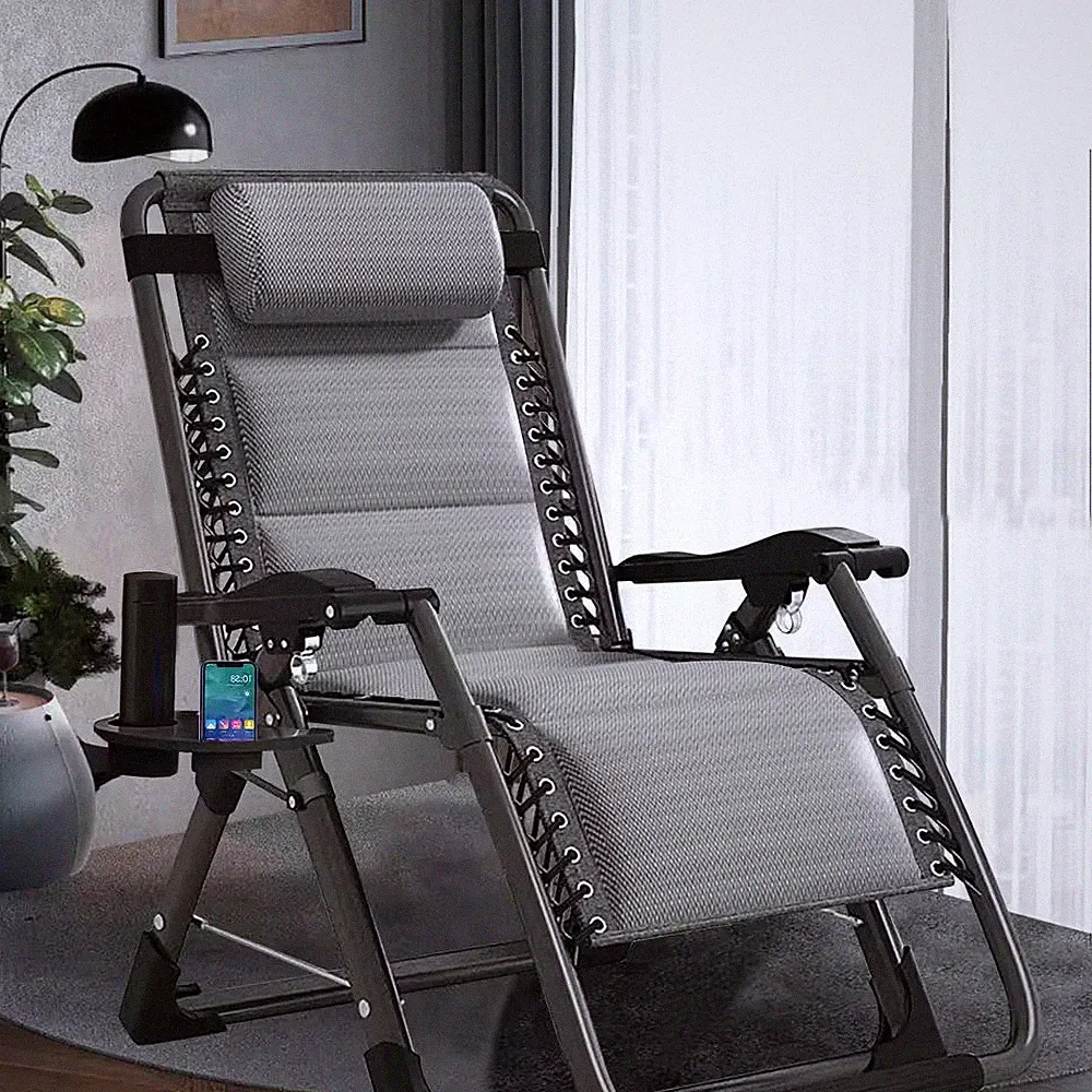 Zero Gravity Chair Steel Outdoor Lounge Chair Folding Reclining Chair with Light