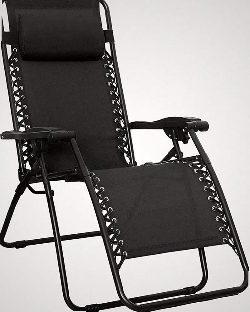 Zero Gravity Reclining Chair Folding Outdoor Lounge w/Headrest Weather Resistant
