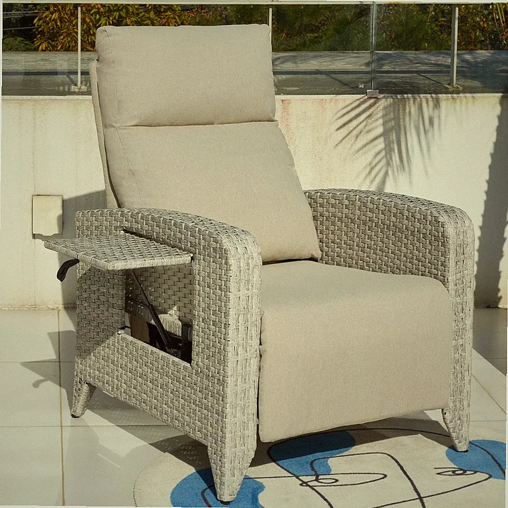 ZYZ Outdoor Recliner Chair, Reclining Patio Chairs with Adjustable Back Grey